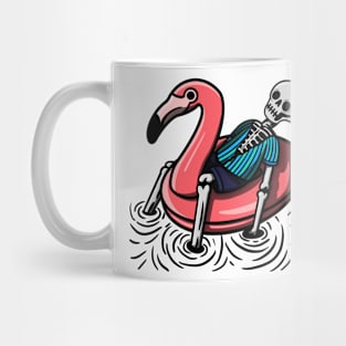 Skeleton on Flamingo Float Mug